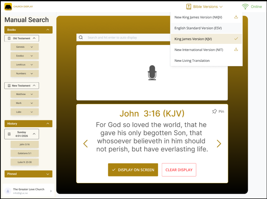 Real-time bible transcription and display